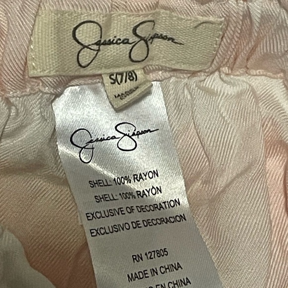 Jessica Simpson Flowy Color Dip Pink Pants With Tassle Drawstring - Picture 5 of 5